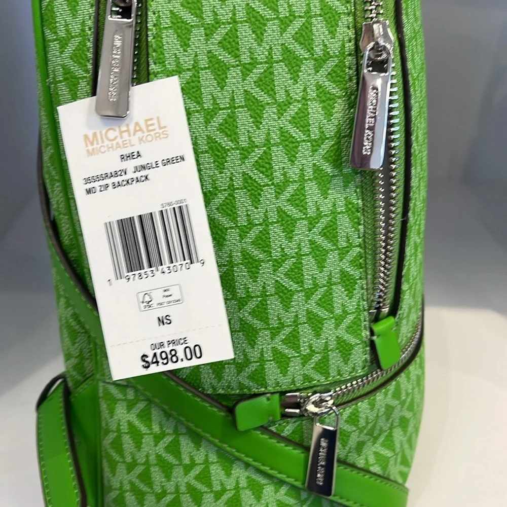 Michael Kors Rhea Medium Signature Logo Backpack
Jungle Green 
NWT - Picture 7 of 16